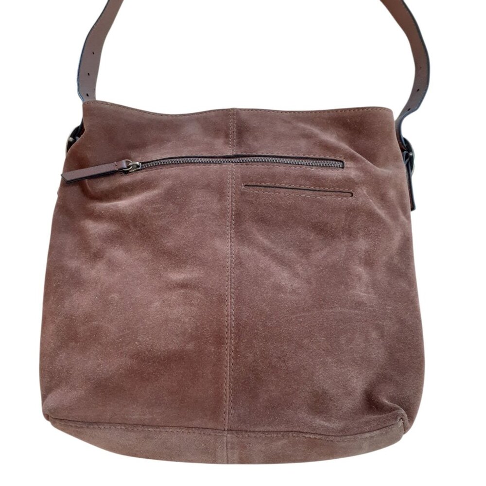 Brown Genuine Leather Zipper 6 Compartments Shoulder Bag 12" x 13